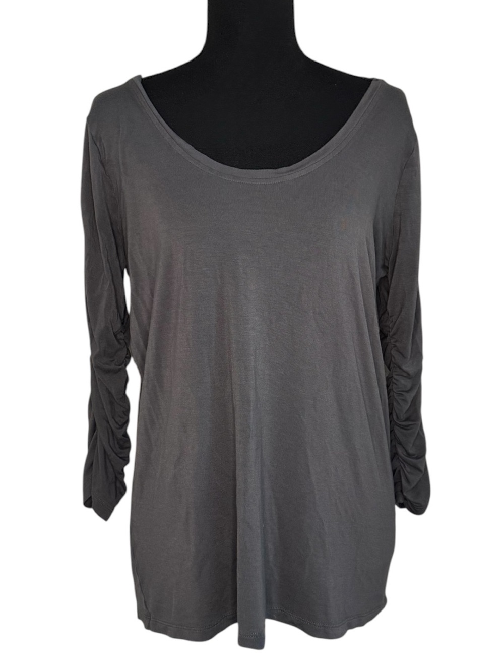 Daytrip Charcoal Scoop Neck Long-Sleeve Ruched Top